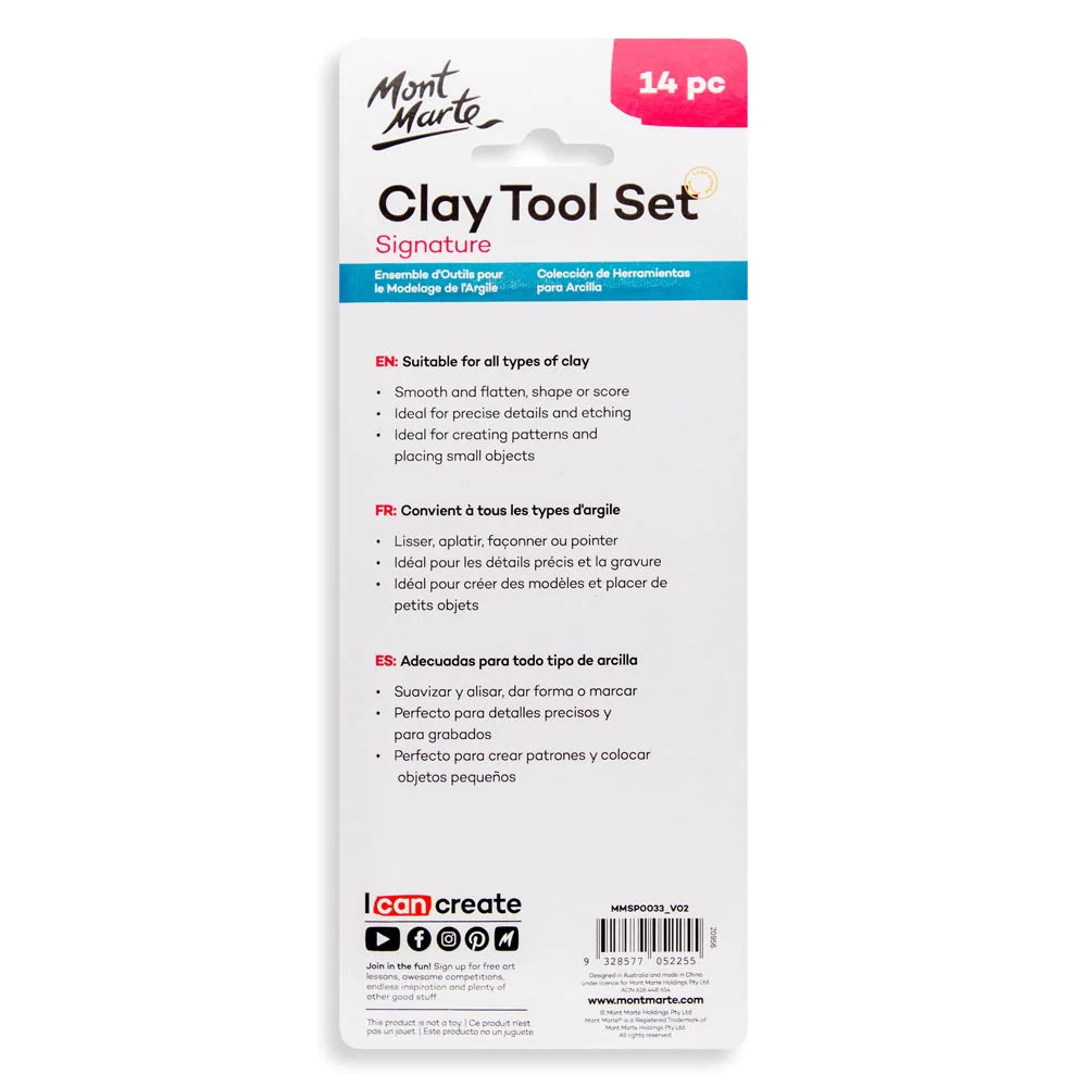 Mont Marte Plastic Clay Tool Set 14pc