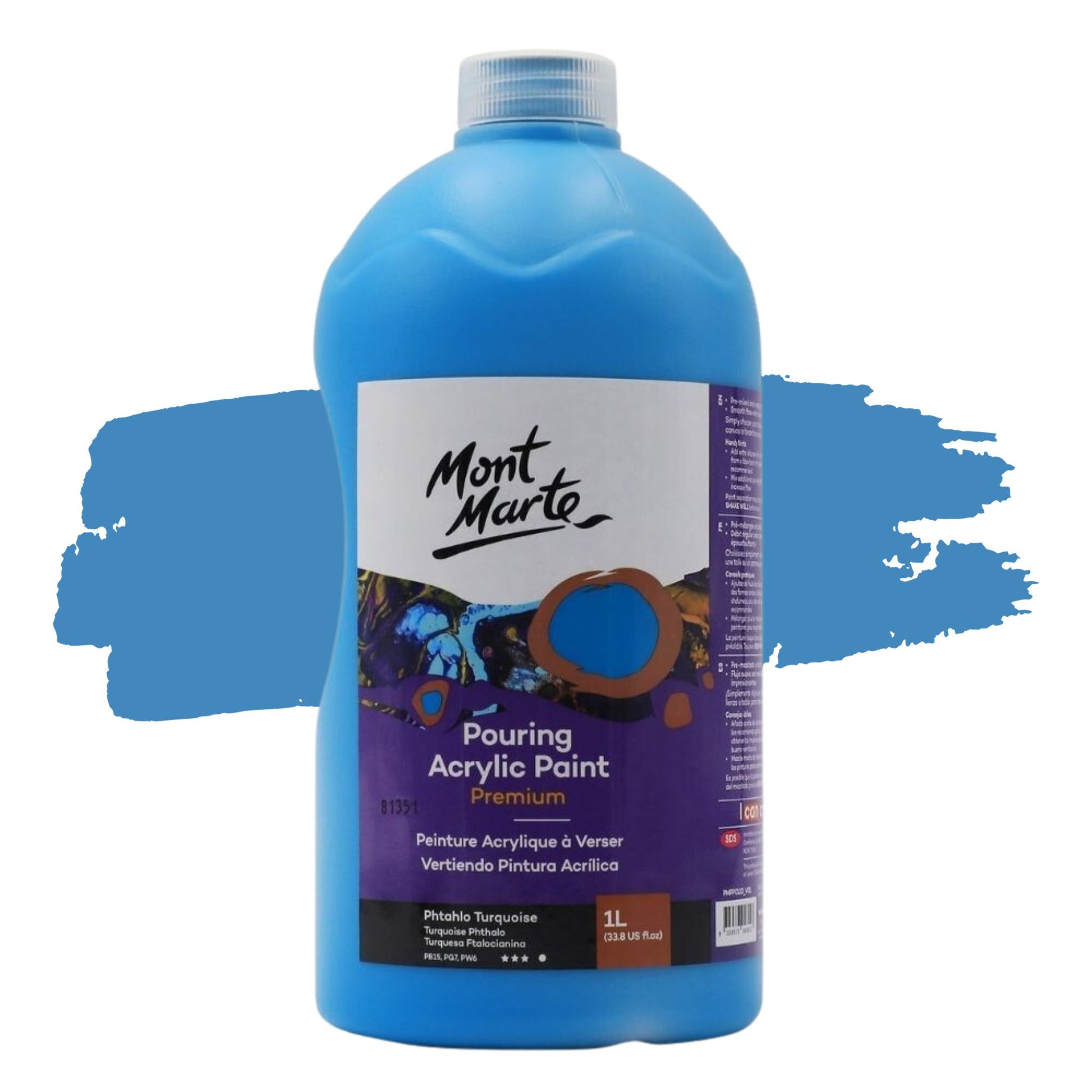 Mont Marte Pouring Acrylic 1 Litre Phthalo Turquoise