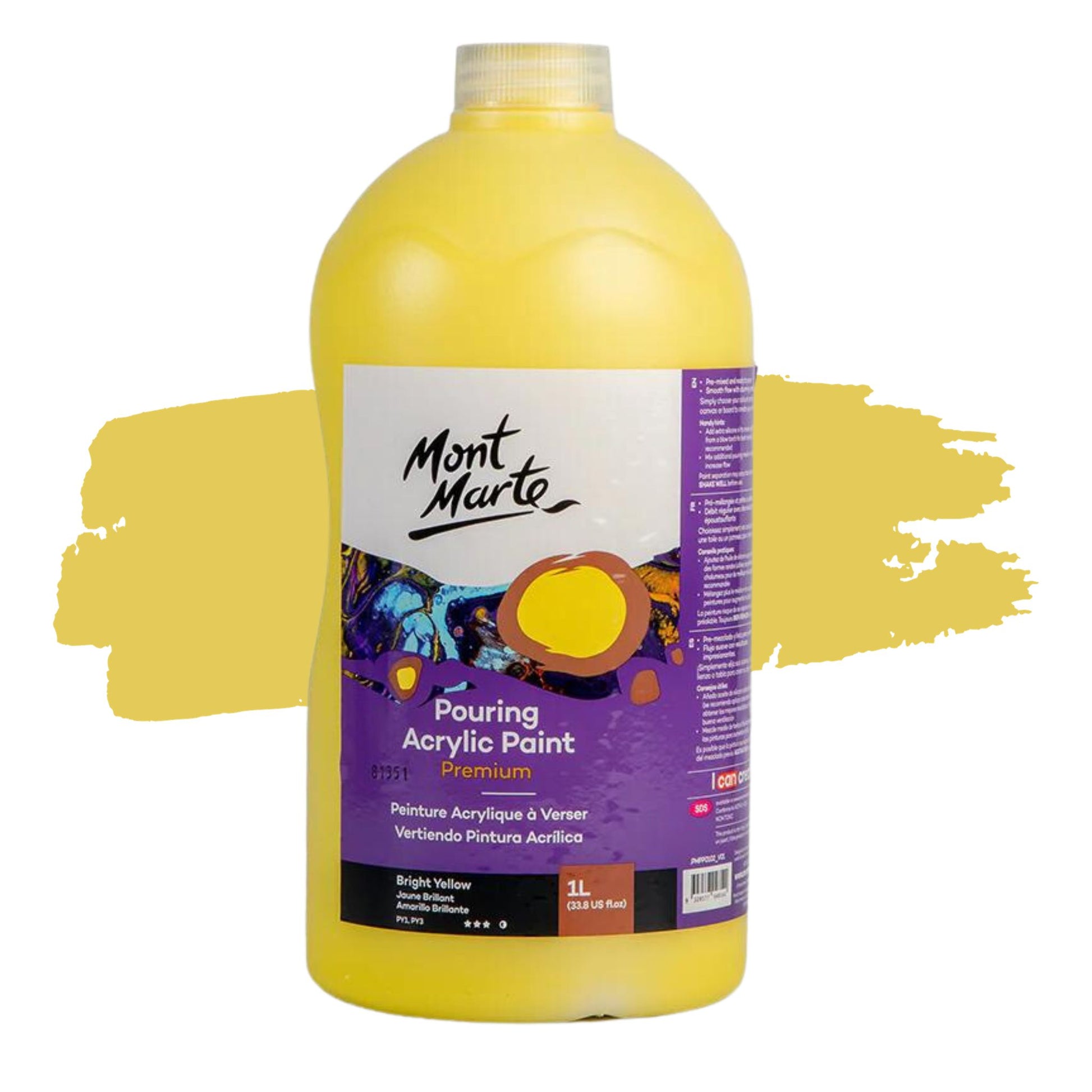 Mont Marte Pouring Acrylic 1 Litre Bright Yellow