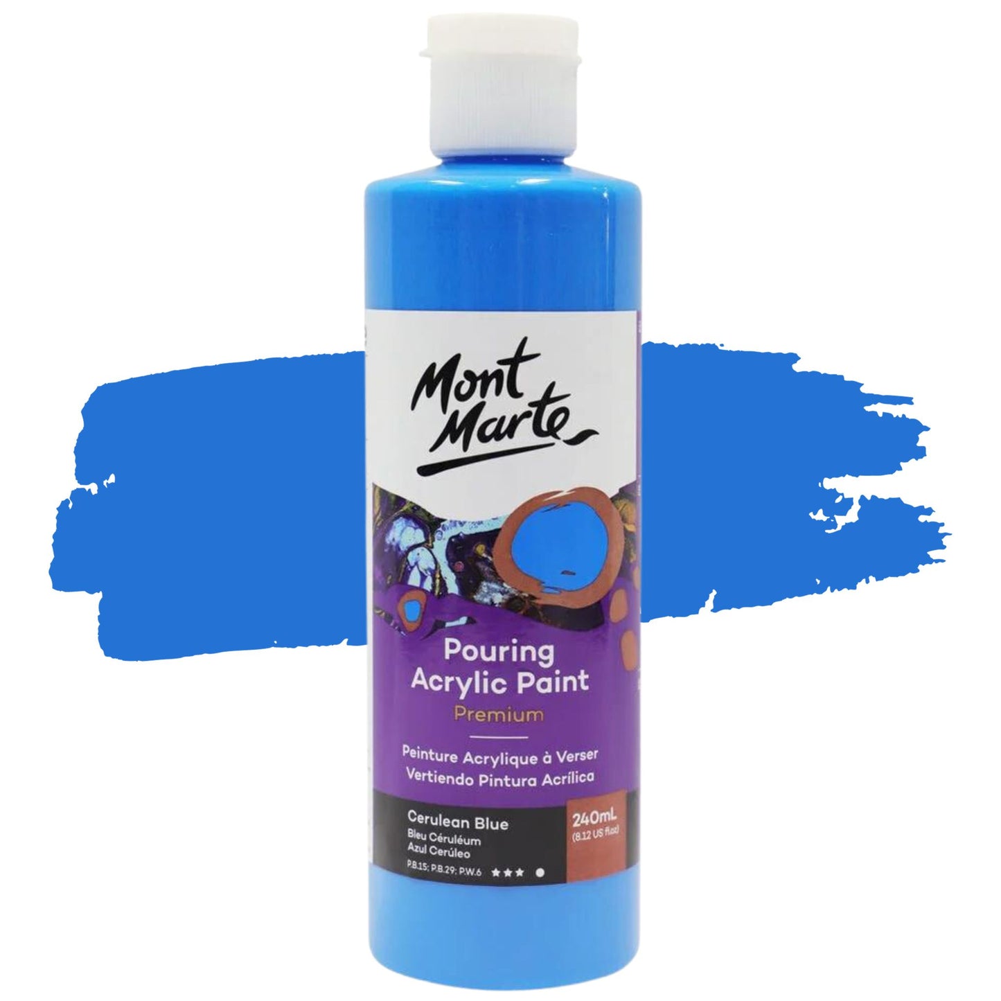 Mont Marte Pouring Acrylic 240ml Cerulean Blue