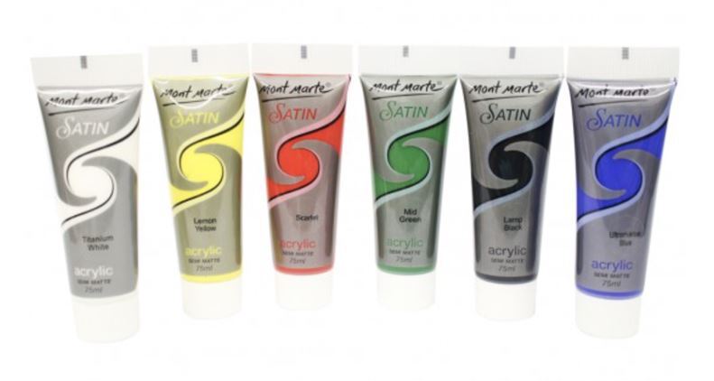 Mont Marte Satin Acrylic Semi Matt 6pce x 75ml