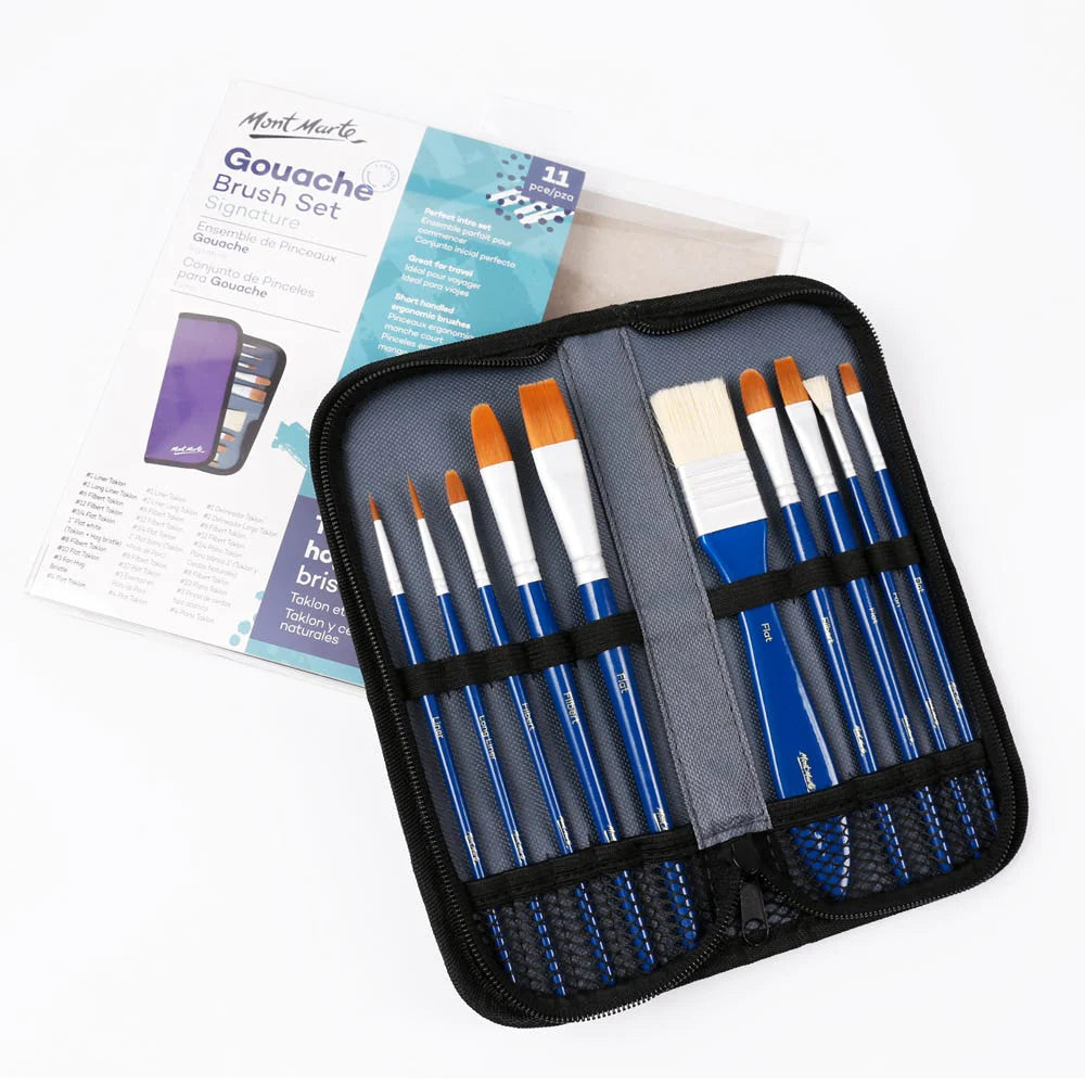 Mont Marte Signature Brush Set in Wallet 11pc - Gouache