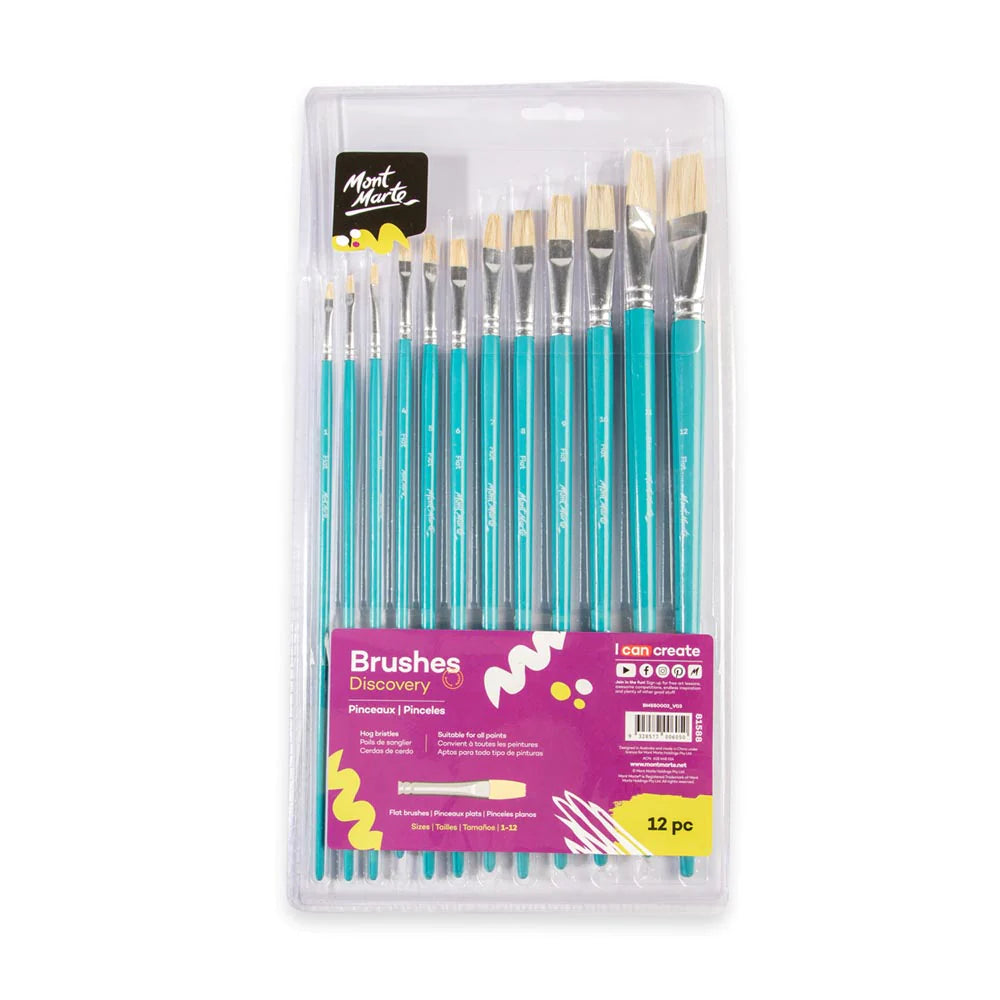 Mont Marte Silver Series Artist Brushes 12pce Flat 1-12 - Mont Marte