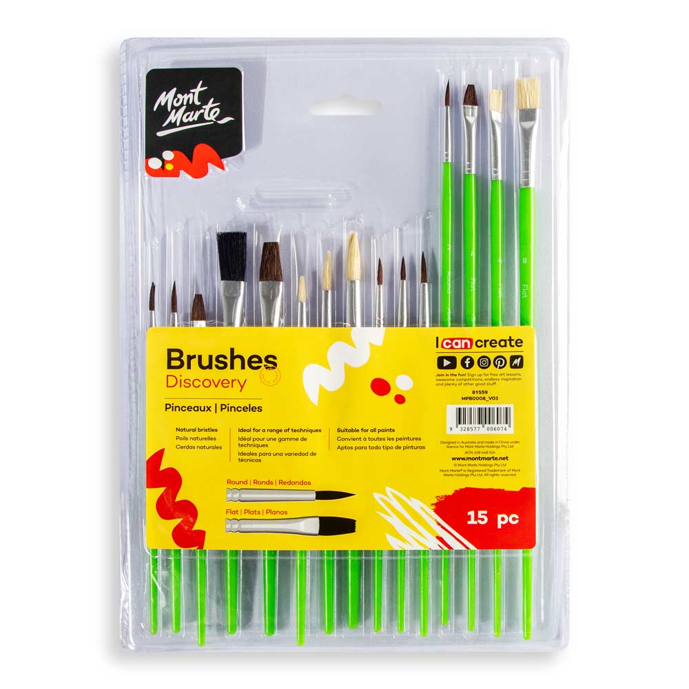 Mont Marte Silver Series Paint Brush Set 15pce