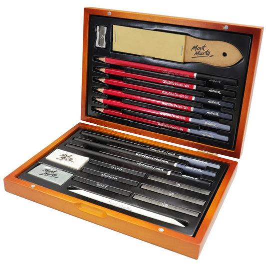 Mont Marte Sketching Set in Wood Box 21pce - Mont Marte