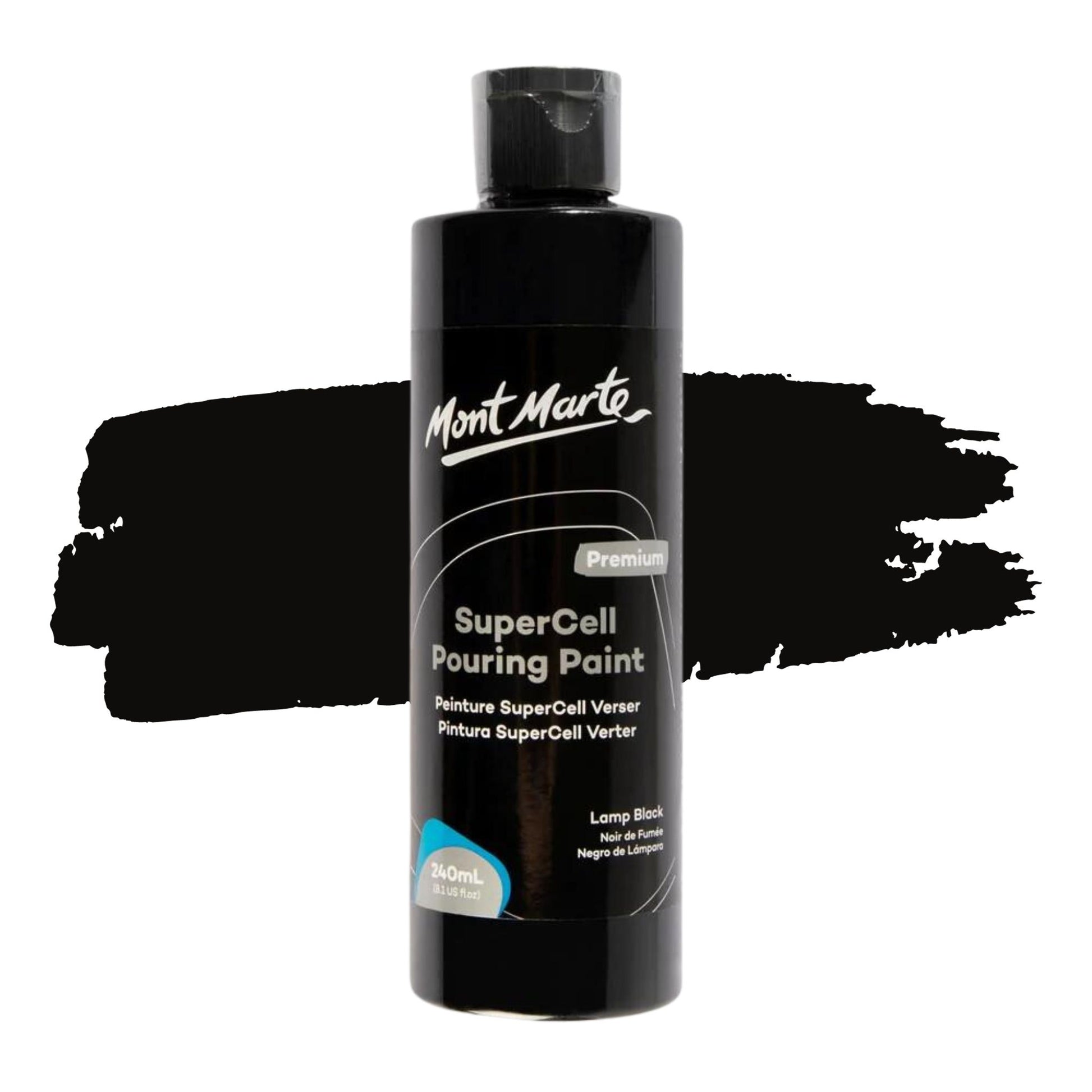 Mont Marte SuperCell Pouring Paint 240ml LAMP BLACK