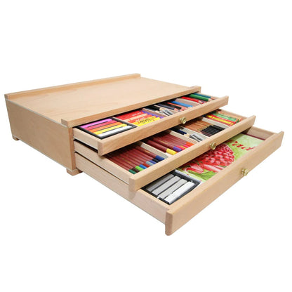 Mont Marte Three Drawer Wood Pastel Box