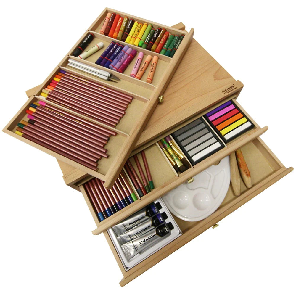 Mont Marte Three Drawer Wood Pastel Box