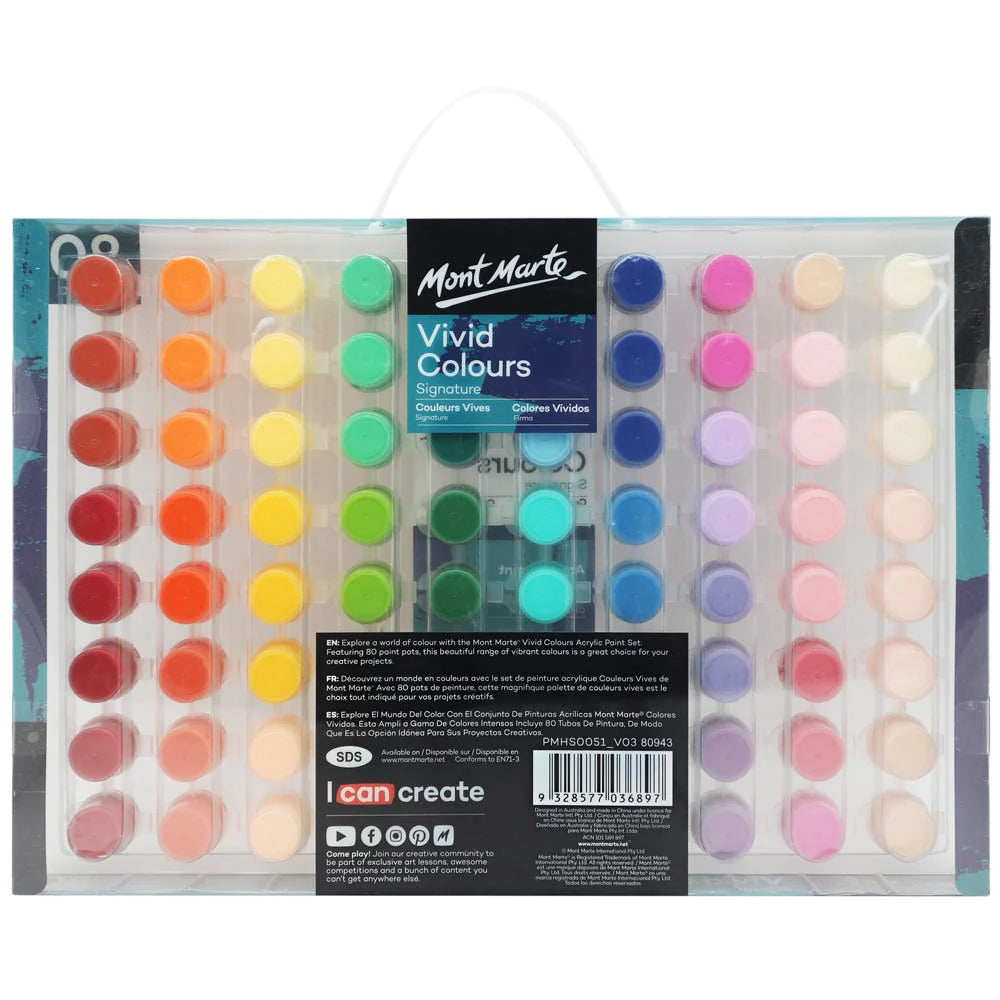 Mont Marte Vivid Colours Acrylic Paint Set 80pce