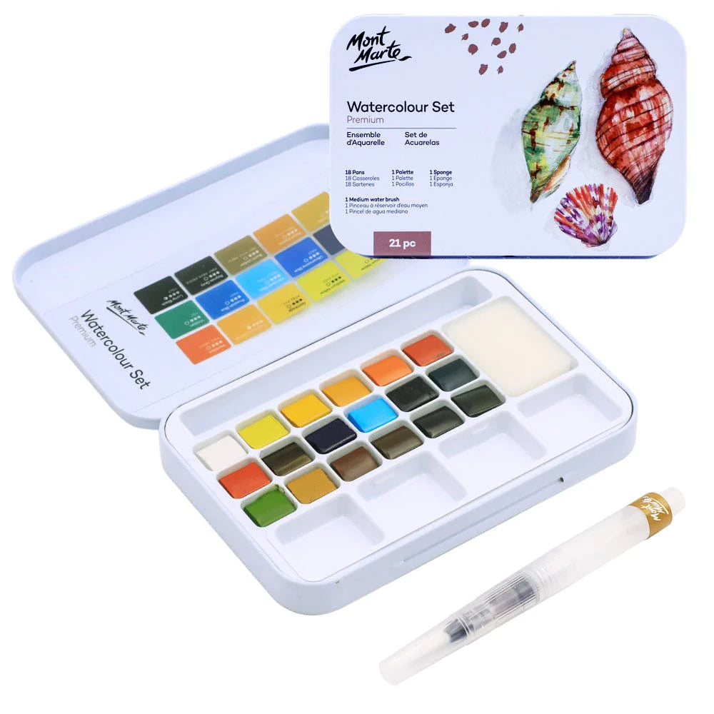 Mont Marte Watercolour Set in Tin 21pc