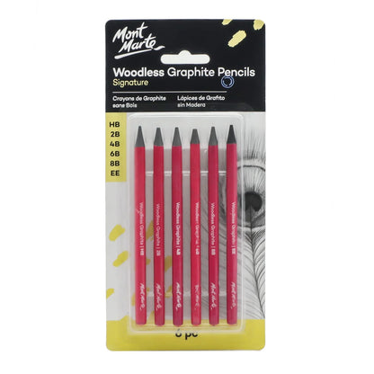 Mont Marte Woodless Graphite Pencils 6pce