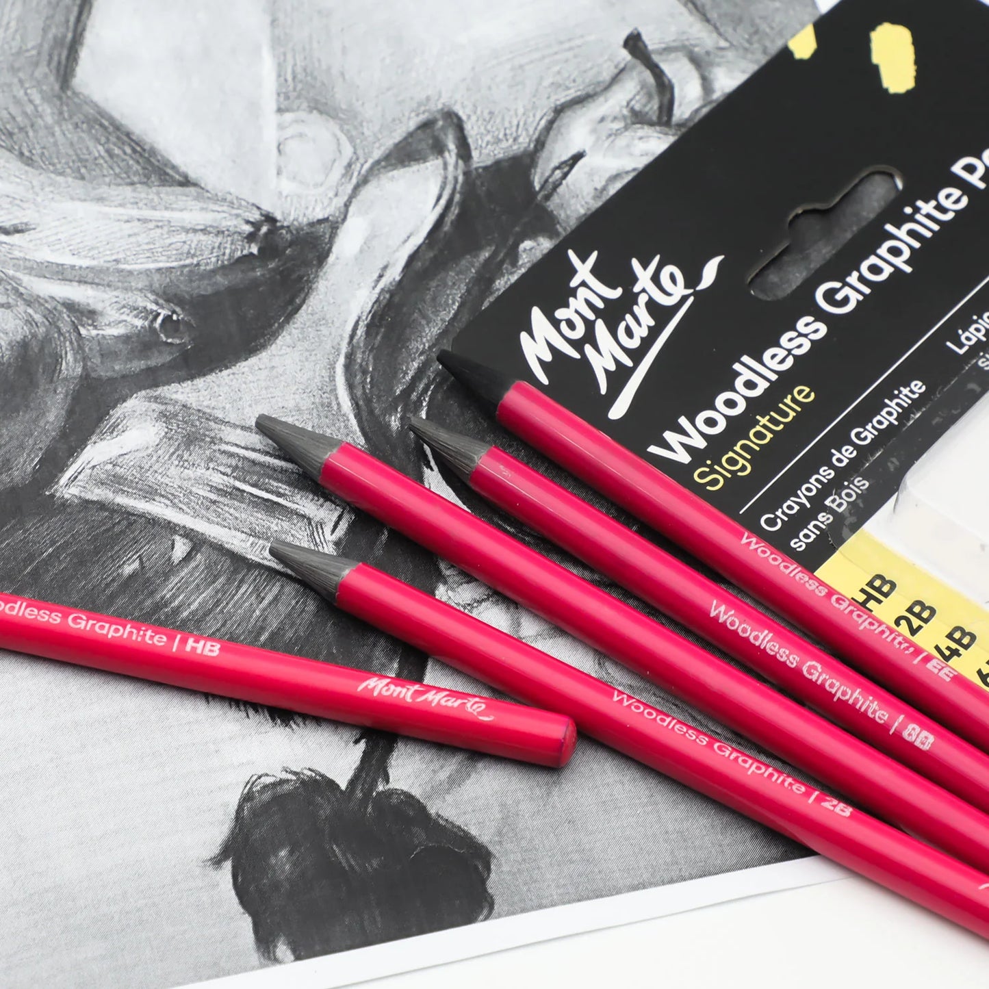 Mont Marte Woodless Graphite Pencils 6pce