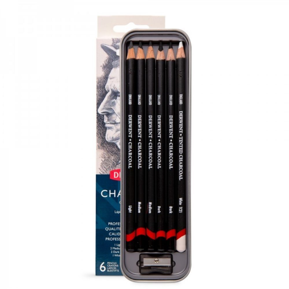 Derwent Charcoal Pencil tin of 6