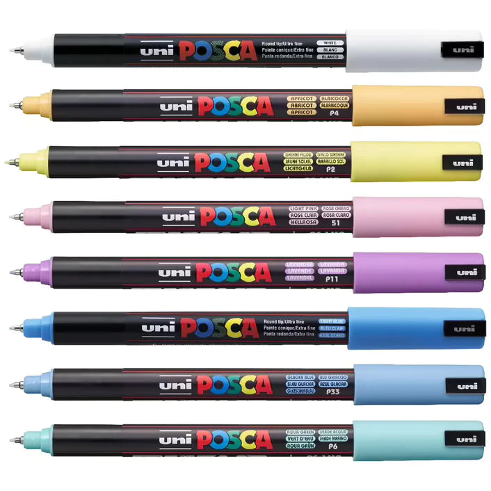 Posca 1MR Ultra Fine Pastel Colours Pack of 8