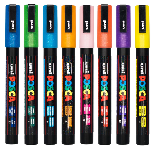 Posca 3M Fine Glitter Colours Pack of 8