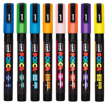 Posca 3M Fine Glitter Colours Pack of 8