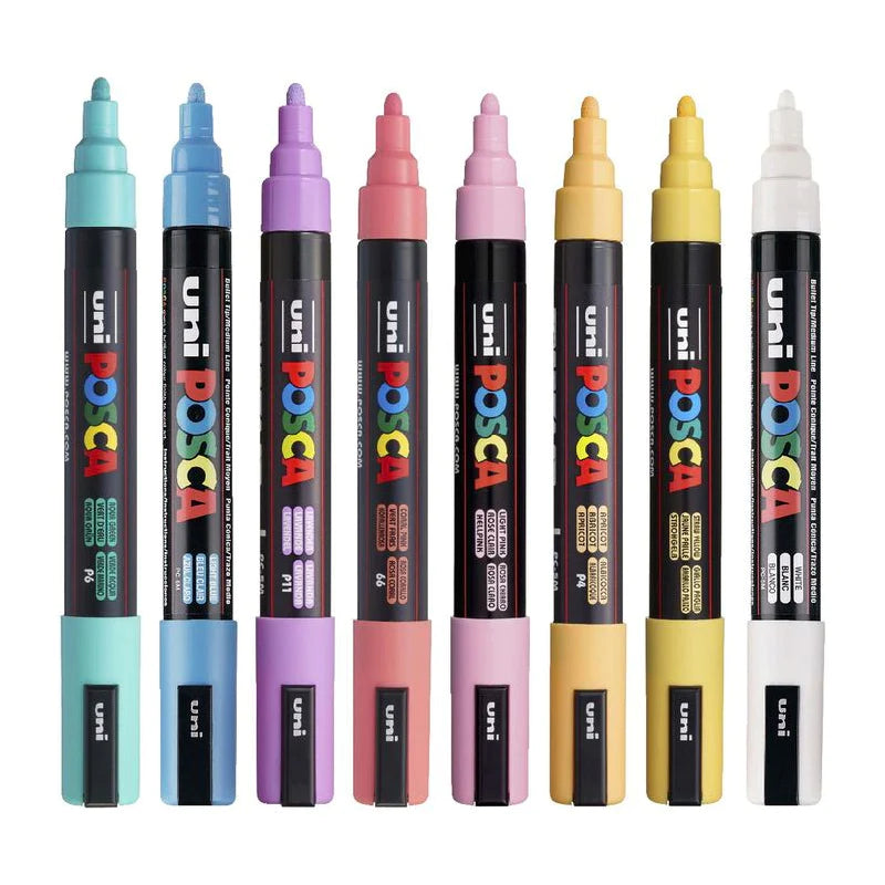 Posca 5M Medium Pastel Colours Pack of 8