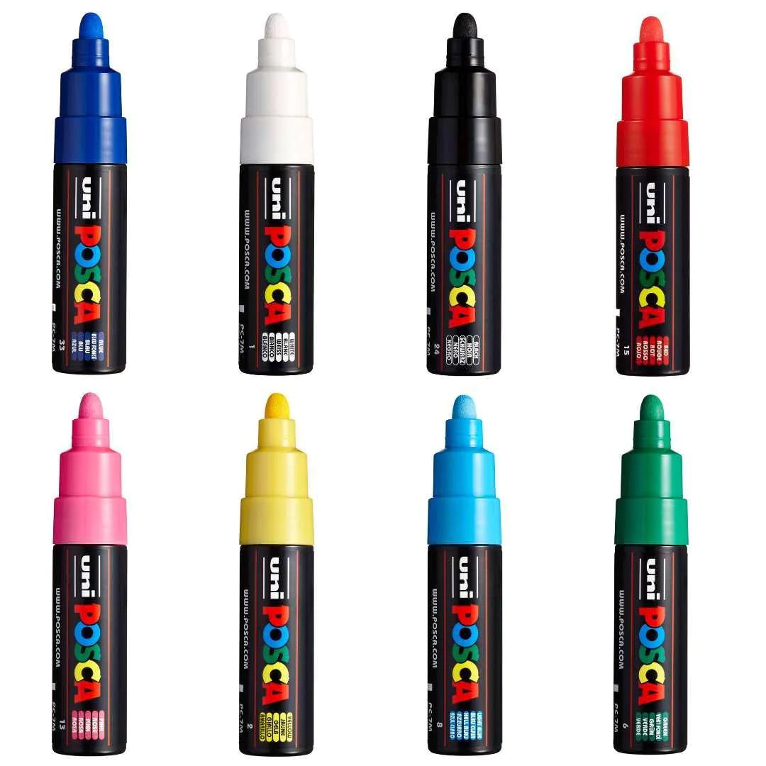 Posca 7M Bold Bullet Tip Assorted Colours Pack of 8