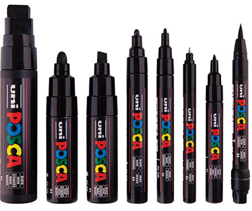 Posca EACH TIP SIZE - Black Set