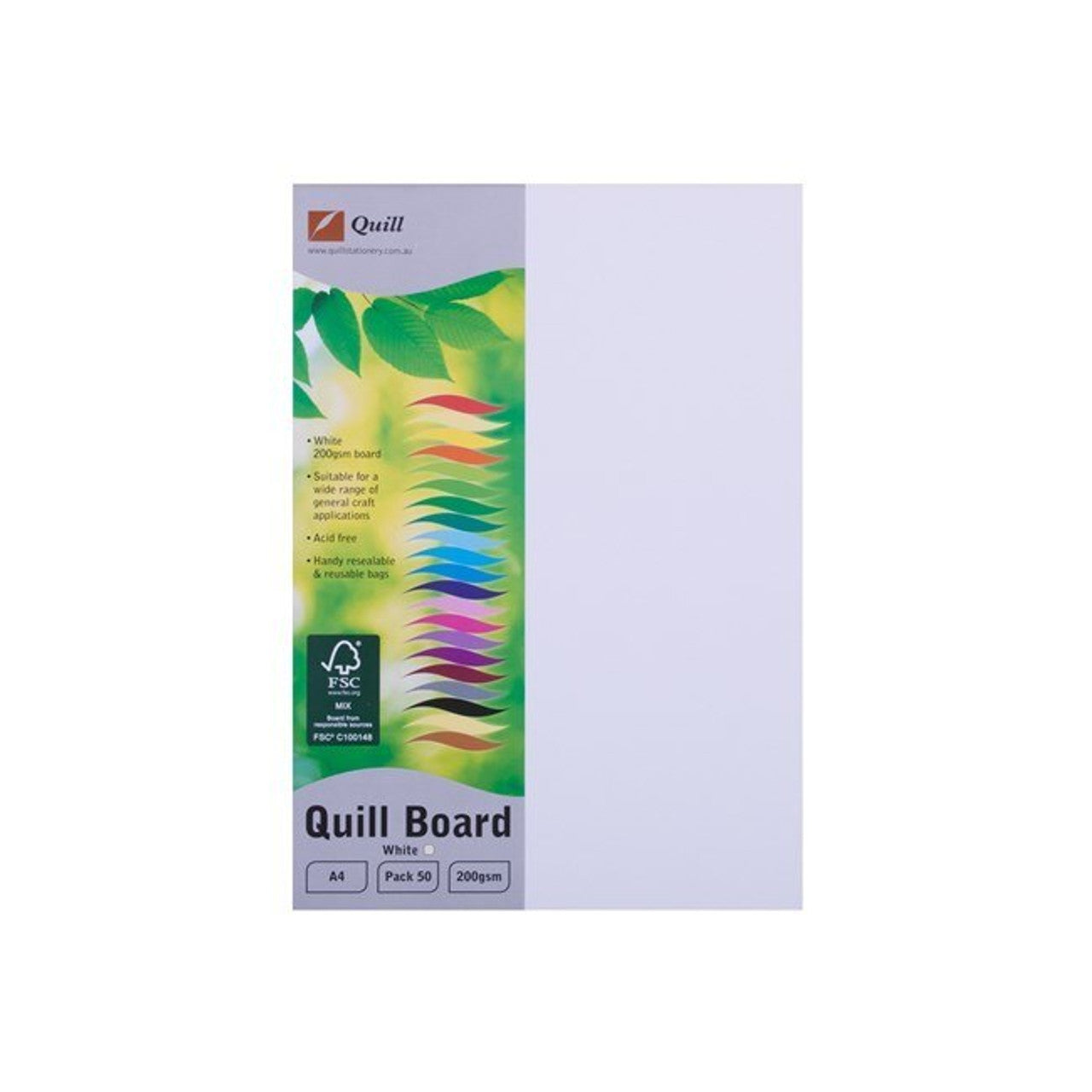 Quill Pasteboard 200gsm A4 White Pkt 50