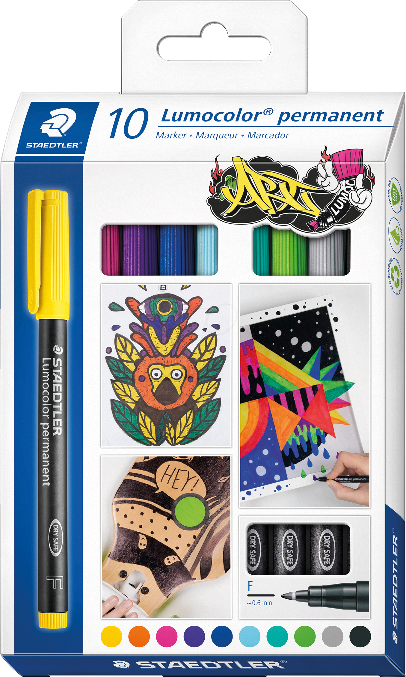 Staedtler Lumo Permanent Pen F - 10 pce Assort. Colours