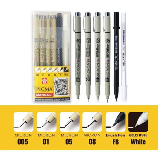 Sakura Pigma Manga Basic 6 Pen Set - Sakura