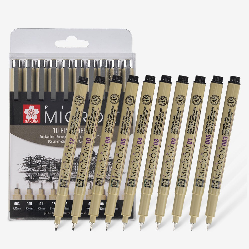 Sakura Pigma Micron Black Set 10pc