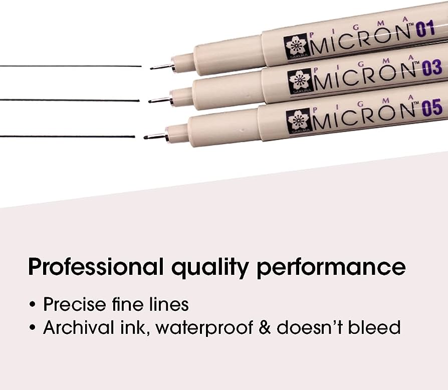 Sakura Pigma Micron Pen 3pc Black 01 03 05