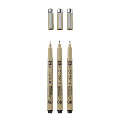 Sakura Pigma Micron Pen 3pc Black 08 10 12