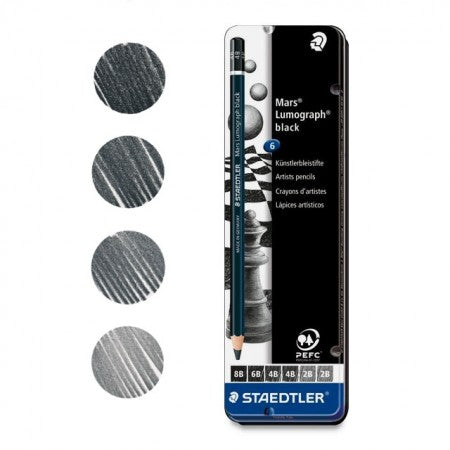 Staedtler Pencil Mars Lumograph Black Tin of 6