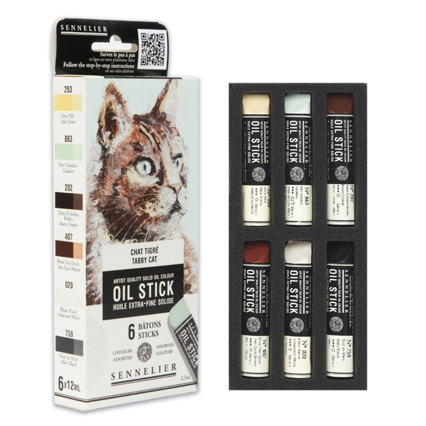 Sennelier Set of 6 Mini Artist Oil Sticks Tabby Cat