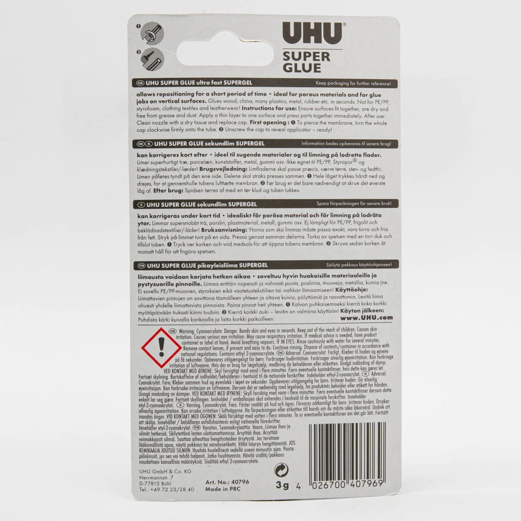 UHU Superglue Ultra Fast Gel 3ml