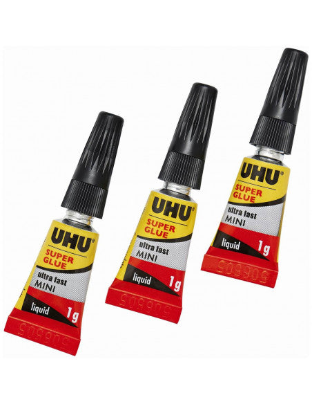 UHU Superglue Ultra Fast Liquid Minis Pack of 3 x 1ml