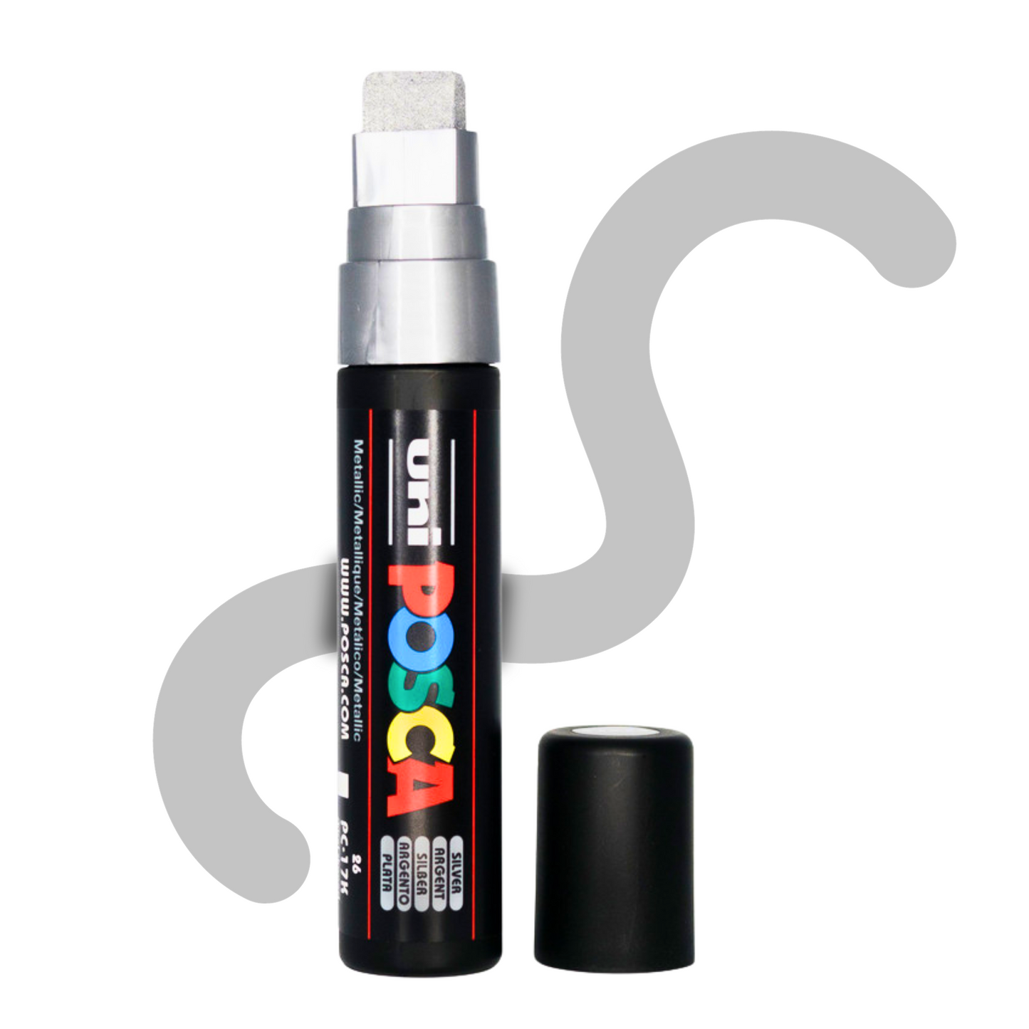 UNI POSCA 17K BROAD CHISEL TIP 15mm Silver