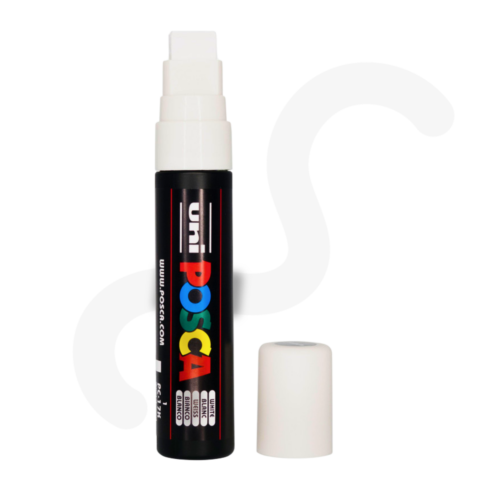 UNI POSCA 17K BROAD CHISEL TIP 15mm White