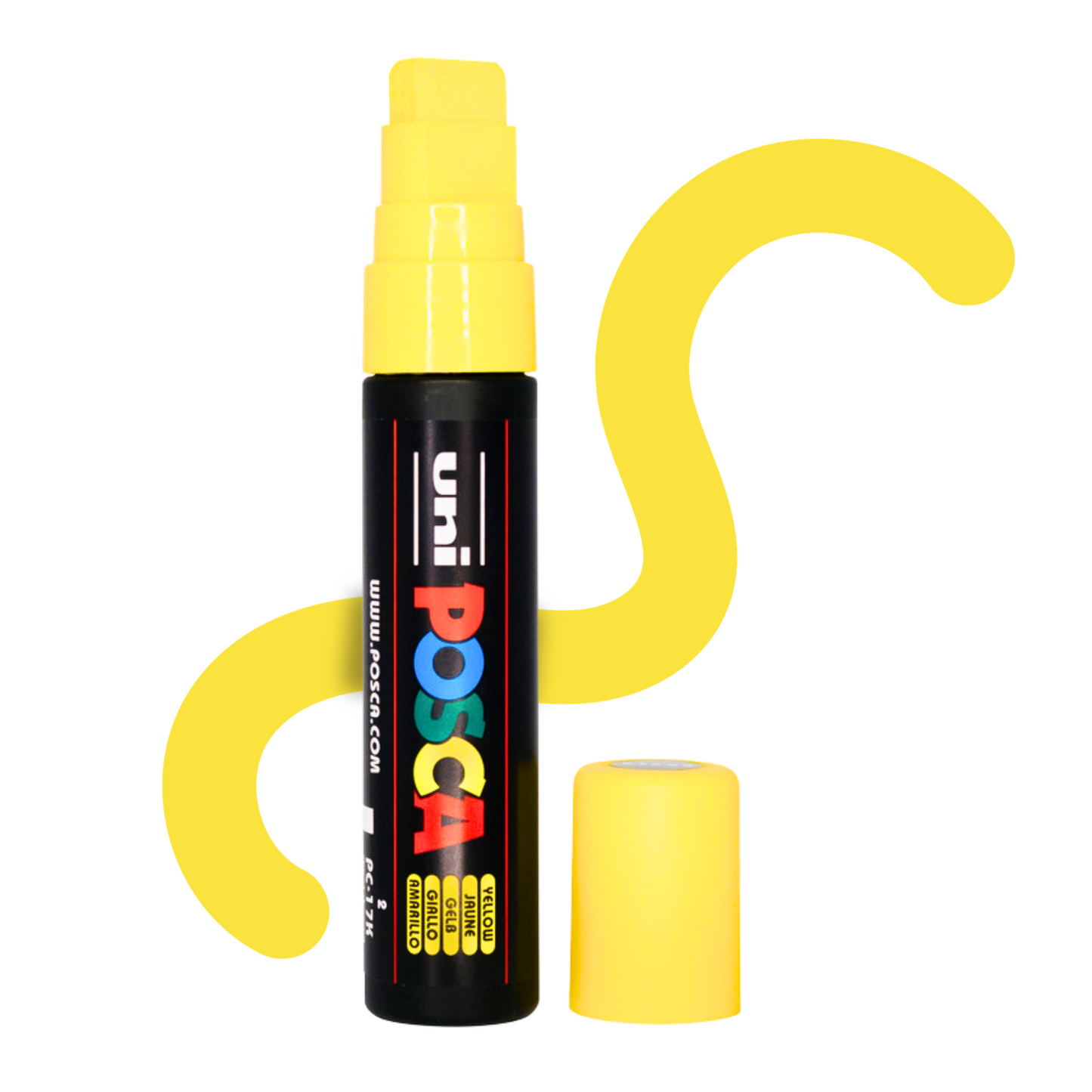 UNI POSCA 17K BROAD CHISEL TIP 15mm Yellow