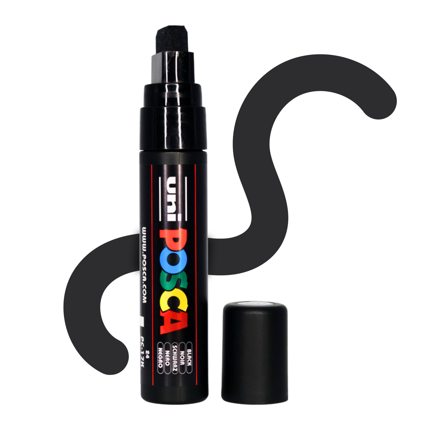 UNI POSCA 17K BROAD CHISEL TIP 15mm BLACK