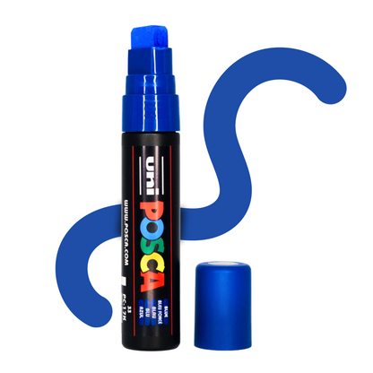 UNI POSCA 17K BROAD CHISEL TIP 15mm BLUE