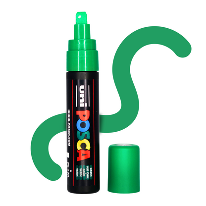 UNI POSCA 17K BROAD CHISEL TIP 15mm GREEN