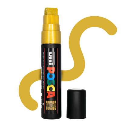 UNI POSCA 17K BROAD CHISEL TIP 15mm Gold