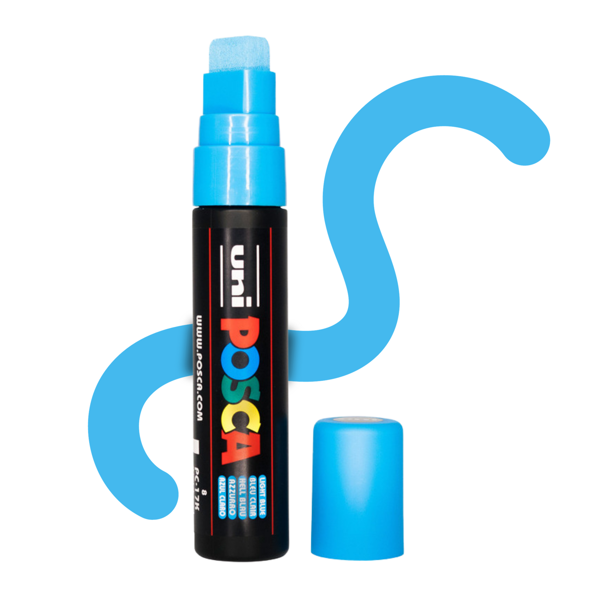 UNI POSCA 17K BROAD CHISEL TIP 15mm Light Blue