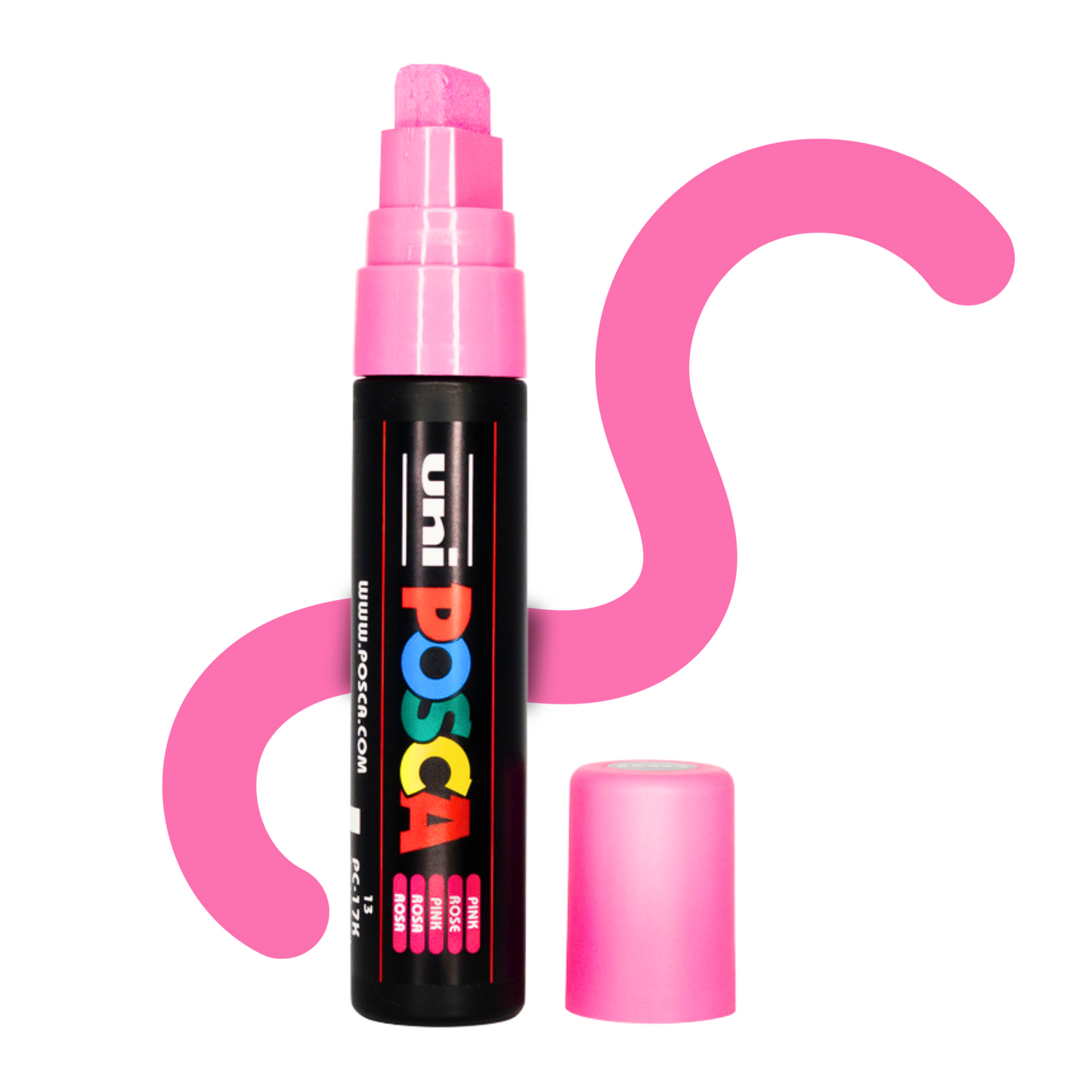 UNI POSCA 17K BROAD CHISEL TIP 15mm PINK