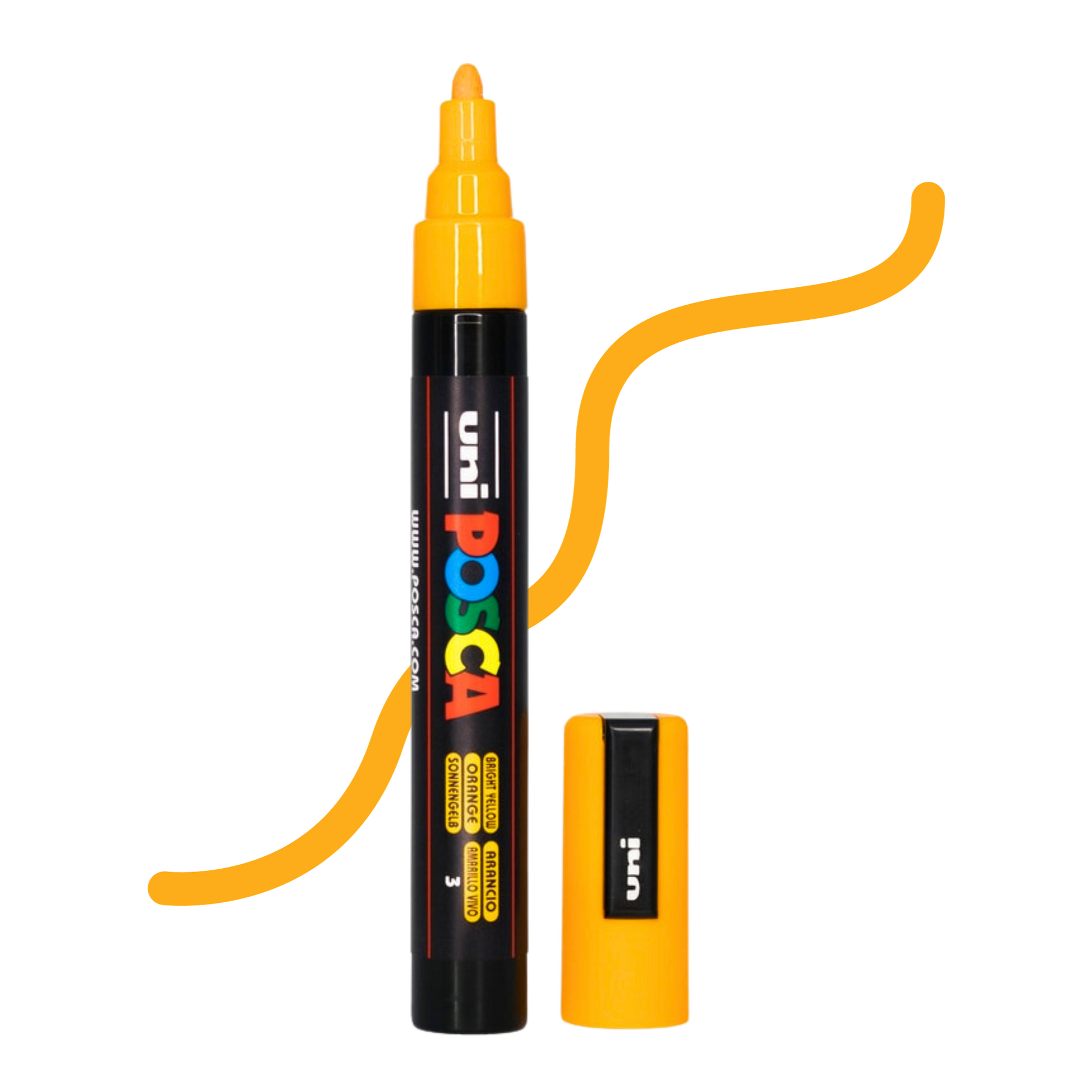 UNI POSCA 5M MEDIUM BULLET 1.8 to 2.5mm Bright Yellow