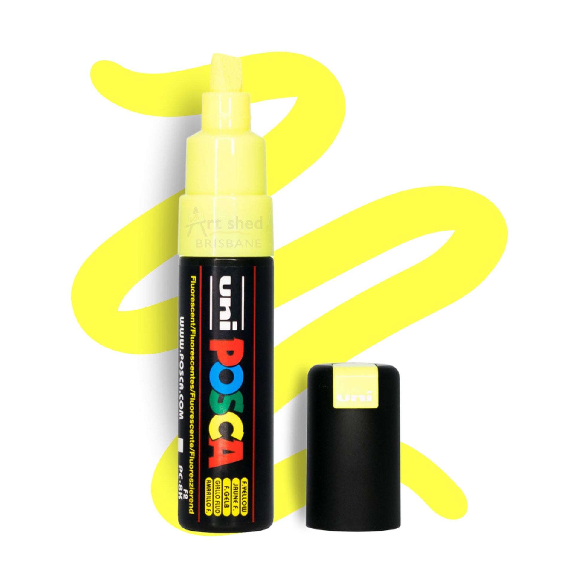 UNI POSCA 8K BOLD CHISEL 8.0mm FLUORO YELLOW