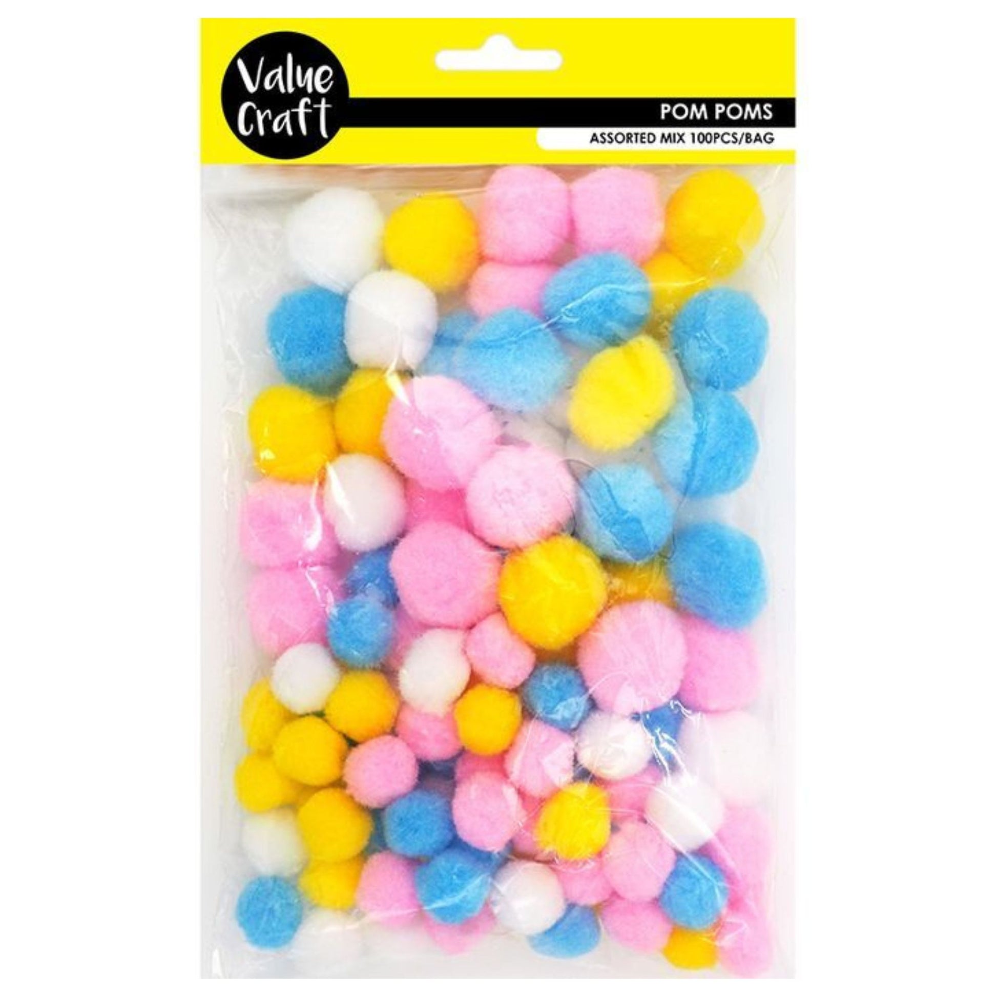 Value Craft Pom Pom Pastel Mix 100pce