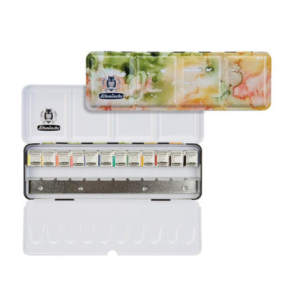 Schmincke Akademie Aquarell Coloured Metal Tin - 12 x 1/2 pan