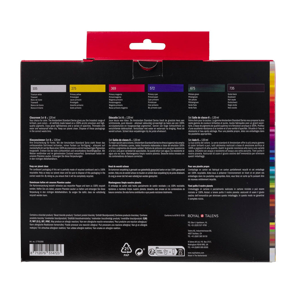 Amsterdam Acrylic Classroom Set 6 x 120ml