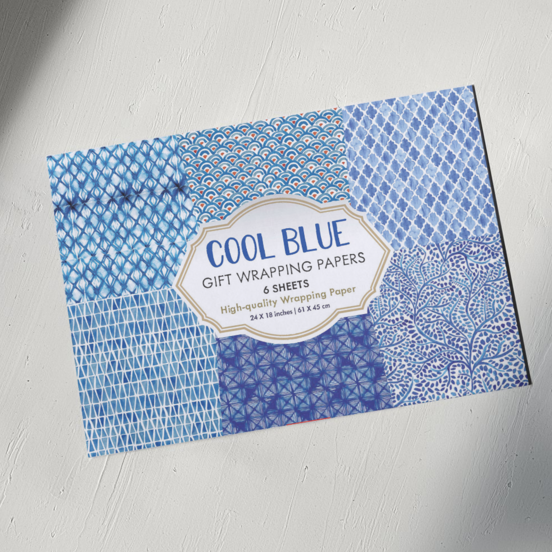 Gift Wrapping Paper 6 sheets - Cool Blue