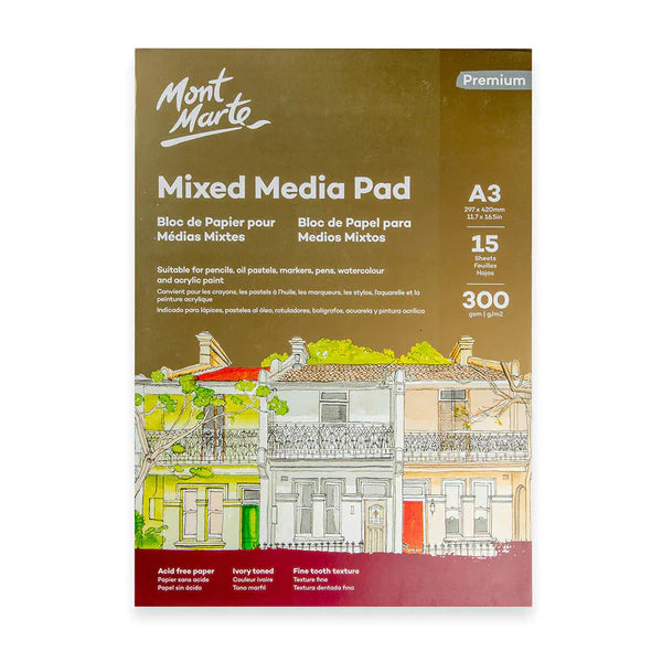 Mont Marte Mixed Media Pad 300gsm A3 15 sheets