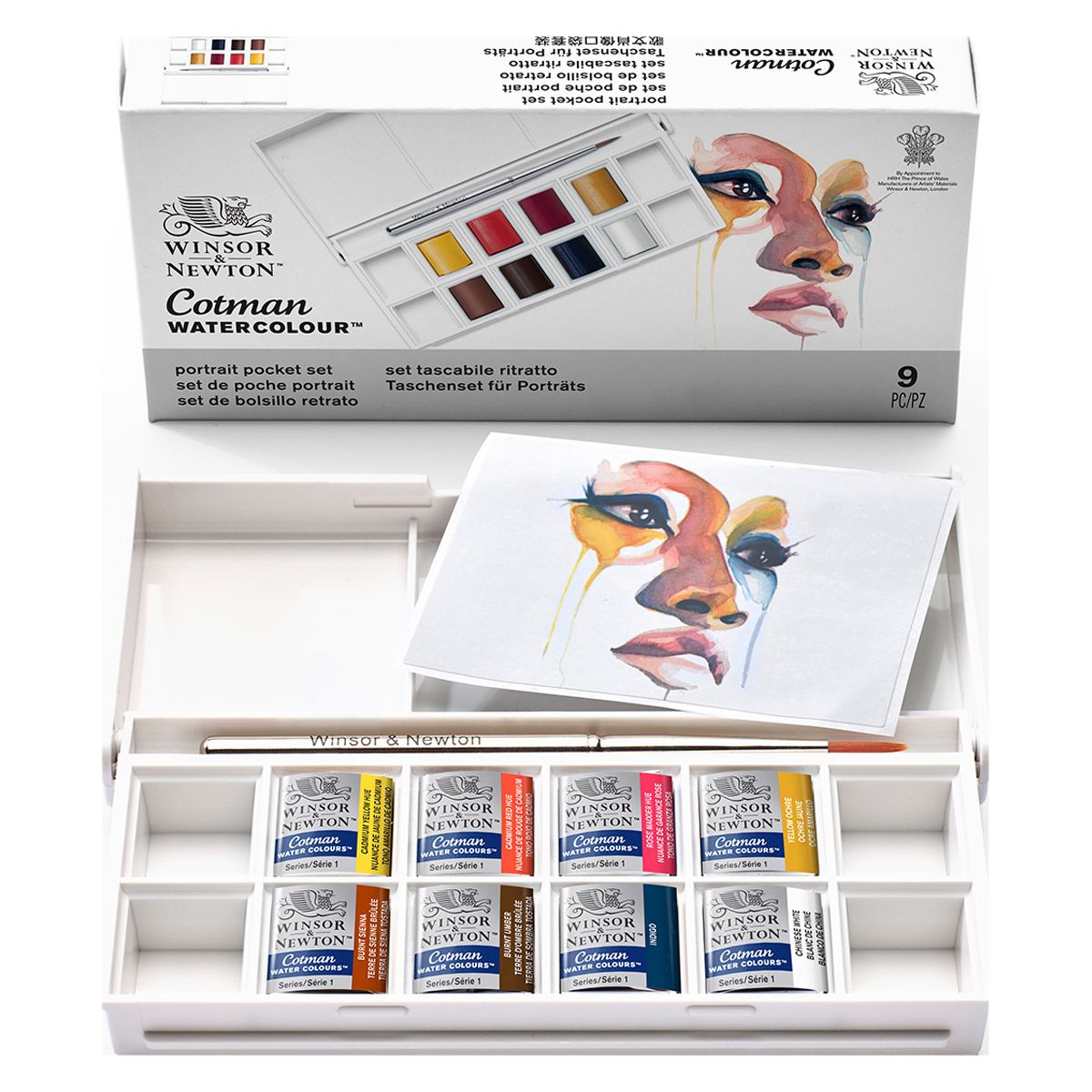 Winsor Newton COTMAN WC Pocket Set 8 Half Pans - Portrait